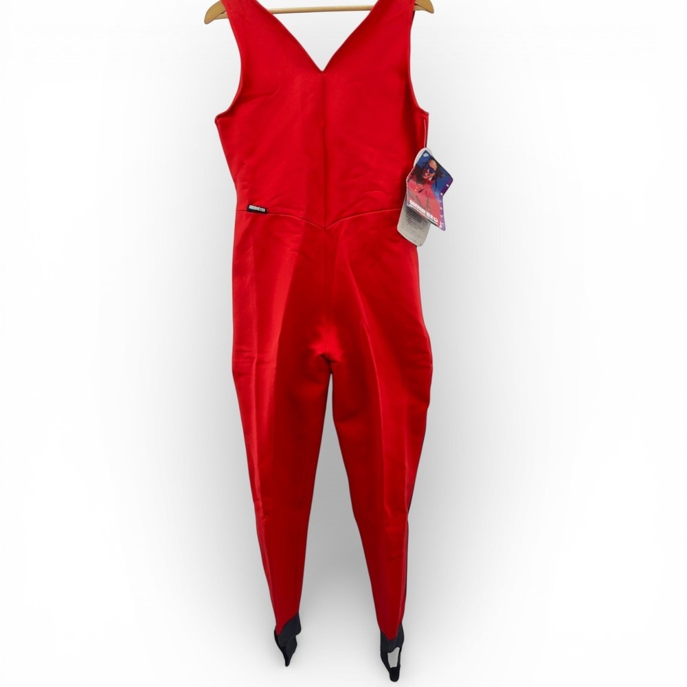 Obermeyer VTG 90s Red Wool Blend Stirrup  Jumpsuit Womens 12 NWT Aspen Gaper Day